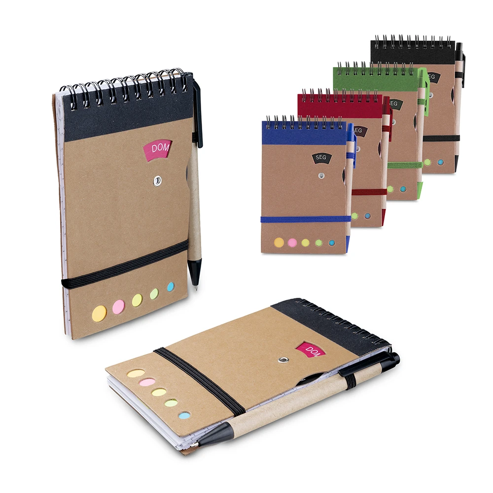 Mini Caderno A6 em Kraft com Caneta e Calendário Rotativo