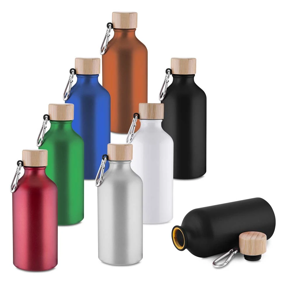 Garrafa em Alumínio Reciclado com Tampa de Bambu 550ml