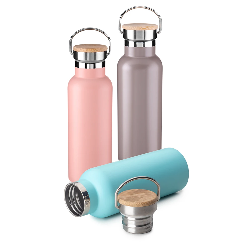 Garrafa Térmica com Tampa de Fibra de Bambu 500ml